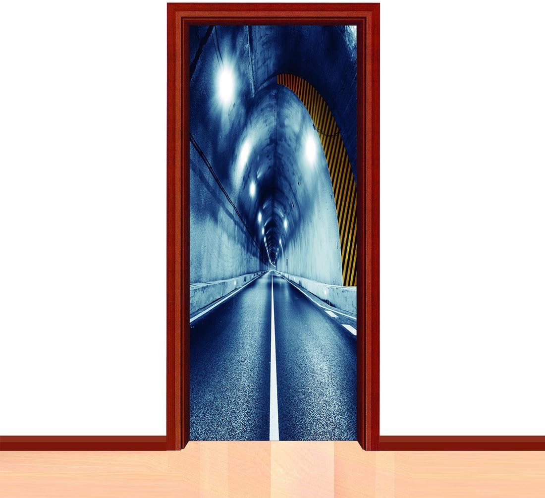 Fulanky 2 pcs/set 3D Highway Tunneling Door Sticker Self-adhesive Wall Sticker