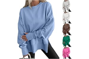 KVOTUU Womens Oversized Sweatshirts Casual Long Sleeve Pullover Tops Crewneck Side Slit Sweatshirt Loose Y2k Trendy Outfits