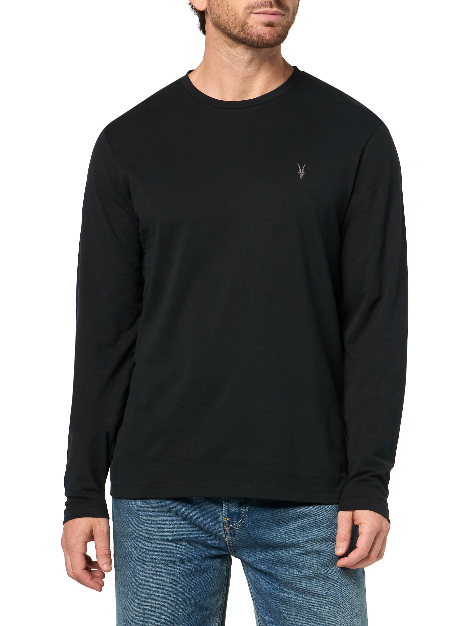 AllSaints Men’s Tee Brace Ls Crew Jet Black L