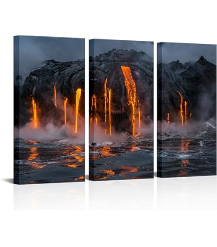 XDTIOPIMY Lienzo Decorativo Para Pared, Diseño De Volcán Paisaje, Erupción Volcánica, Erupción De Lava, Decoración De Pared Para Sala De Estar, Dormitorio, 1 Unidad, Tamaño Sin Marco, 16 X 24 Pulgadas