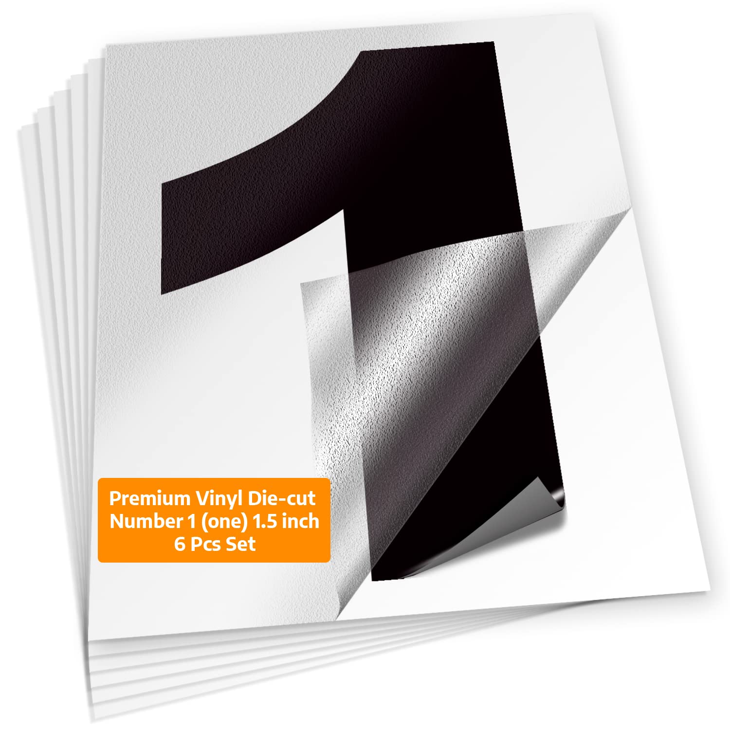 iSYFIX Black Vinyl Number 1 (One) Stickers - 6 Pack