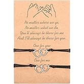 Pinky Promise Matching Bracelet, Best Friend Charm Bracelets for Women Adjustable Braided Sister Jewelry Gift for Best Friend Family Teens