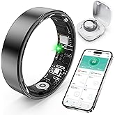 SARUNN ER Smart Ring with Sleep Monitoring, Step Counting, Heart Rate, Blood Oxygen for iPhone and Android, No Subscription Fee, IP68 Waterproof Health Tracker (Black, 7)
