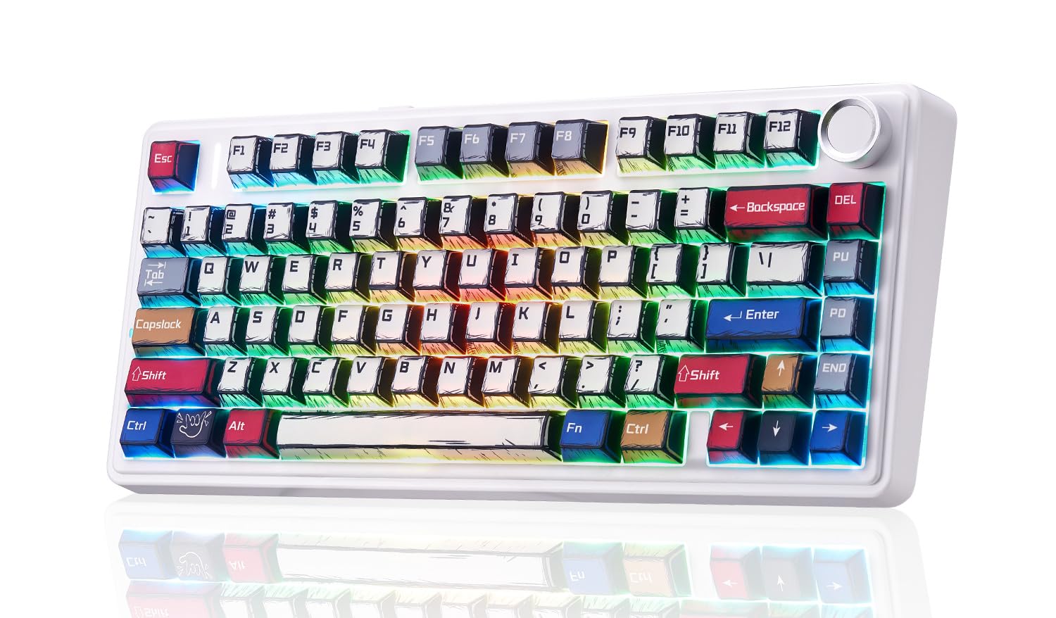 Photo 1 of Aula F75 Wireless Mechanical Keyboard,Creamy Keyboard with RGB Backlit Hot Swappable, 81 Keys 75% Layout Gaming Keyboard, Bluetooth/2.4GHz/Type-C, Creamy Sounding - Reaper Switches