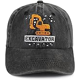 GzacDeope Excavator Kid Baseball Hat, Funny Adjustable Cotton Embroidery Birthday Toddler Baseball Cap