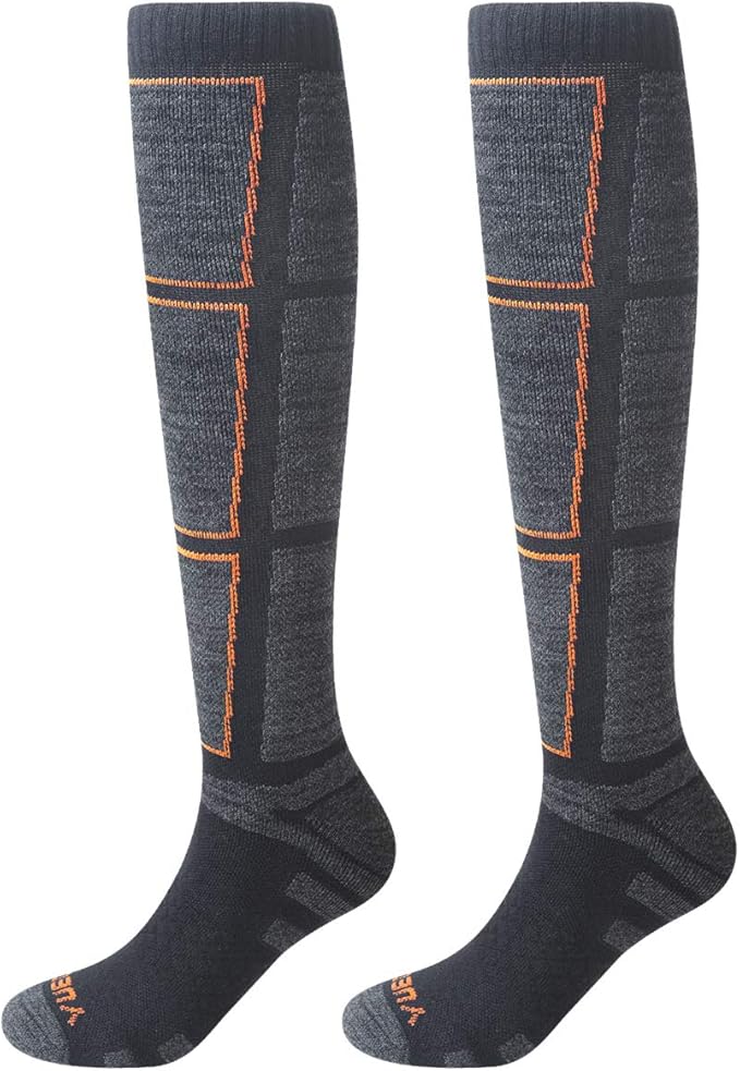 YUEDGE 2 Pairs Men's Wicking Warm Thermal Thick Cotton Knee High Long Athletic Sports Socks 611