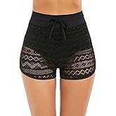 Lecieldusoir Women's Swim Shorts High Waisted Bathing Suit Lace Bottoms Swimsuit Bottoms Swimwear Bikini Board Shorts