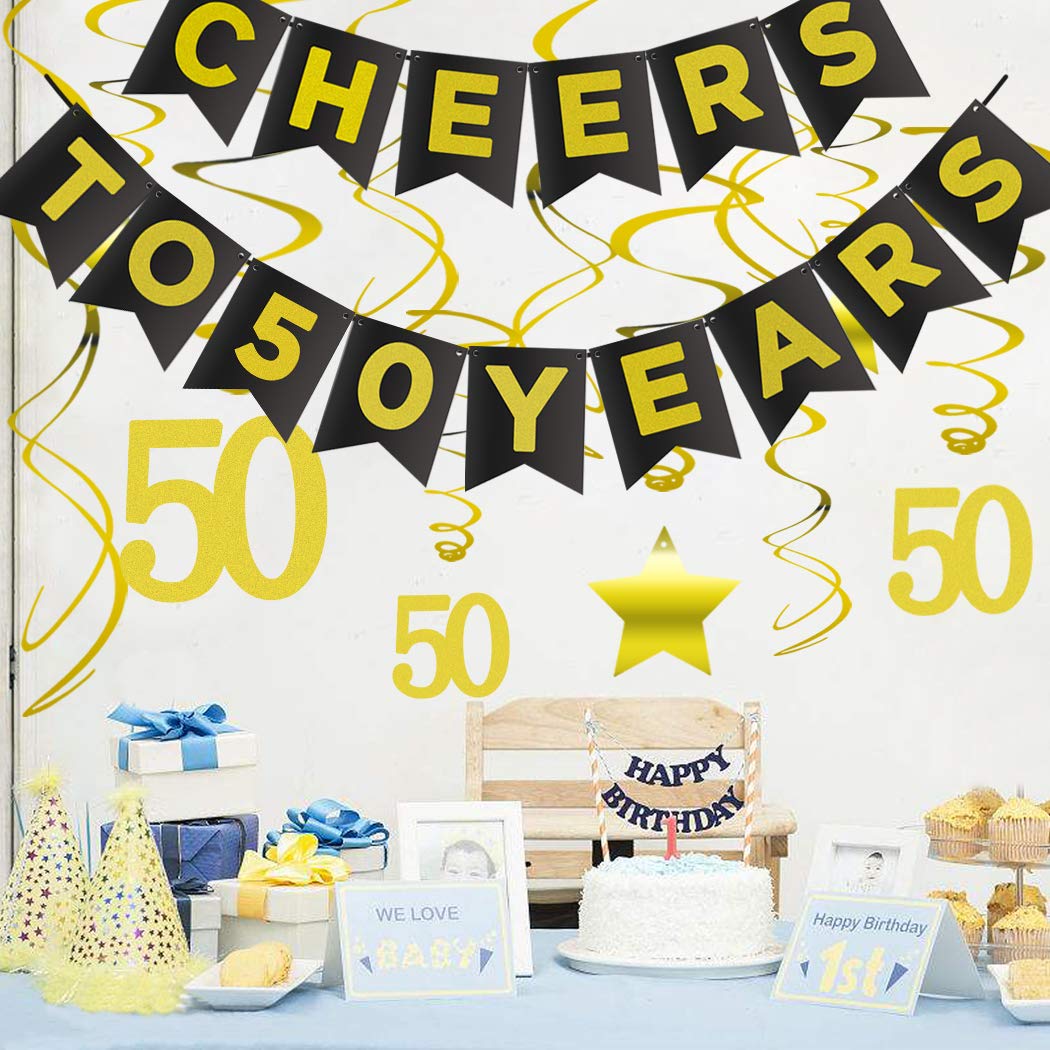 Banners Perfect 50 Years Old Party Supplies 50th Anniversary Decorations 50th Birthday Party Decorations Kit Sparkling Celebration 50 Hanging Swirls Cheers To 50 Years Banner Toys Games