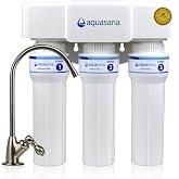 Aquasana Under Sink Water Filter | Claryum 3-Stage Max Flow | AQ-6300M-BN | Reduces Lead, PFAS, Microplastics, Chlorine Taste &amp; Odor | WQA Certified | Brushed Nickel Faucet | 800 Gal | 1-Year Warranty