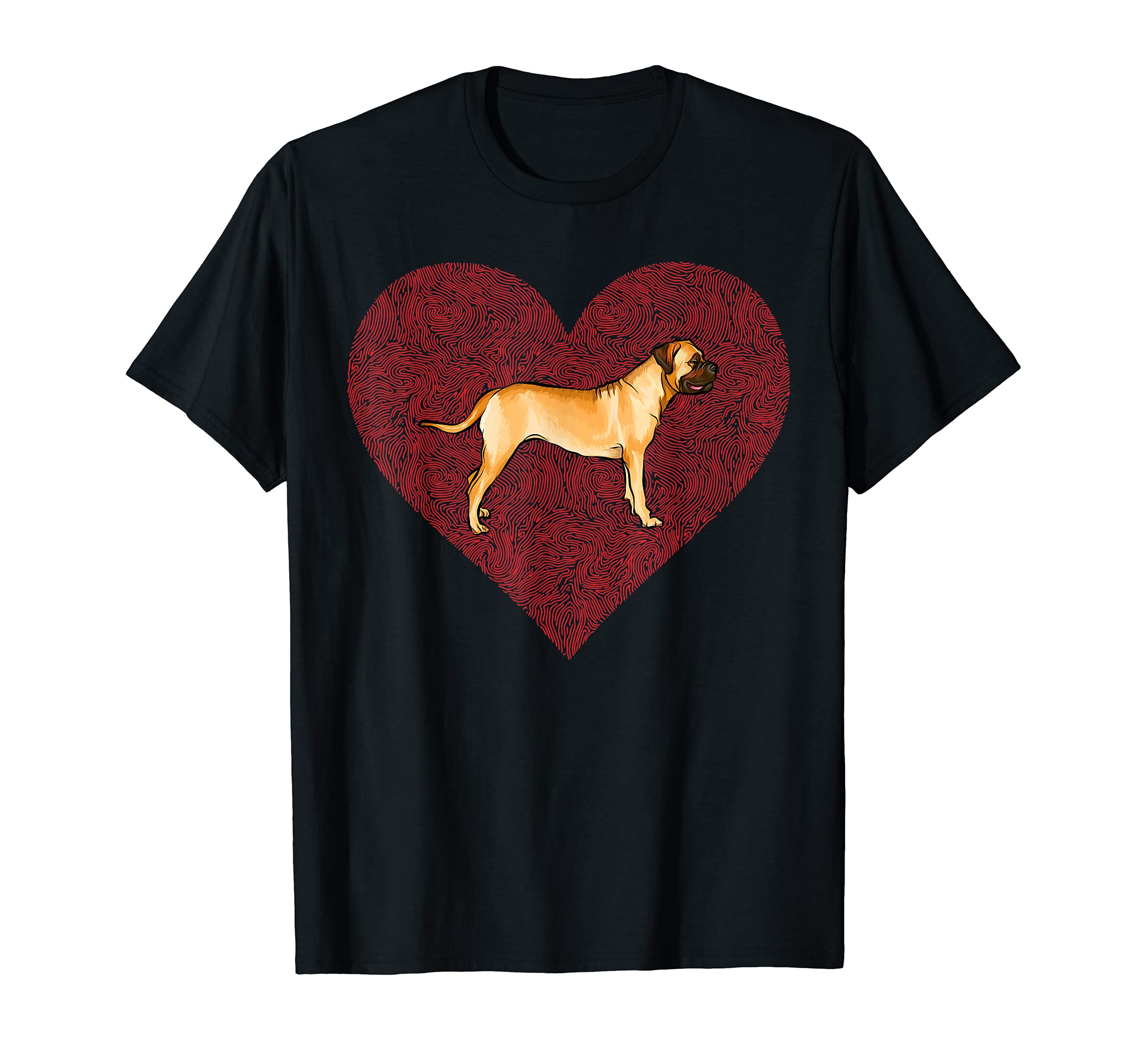Bullmastiff Valentines Day Dog Love Fingerprint T-Shirt