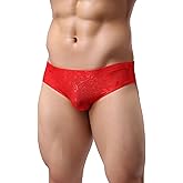 Nolrahiur Mens Mesh Underwear Sexy Briefs Lace Pants With Soft Bulge Pouch Soft Breathable Cheeky Underpants For Men M-2XL