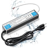VOEWT LED Driver 100 Watts Waterproof IP67 Power Supply 85V-265V AC to 12V DC Converter,Quiet and Small LED Transformer Low Voltage Output with 3-Prong Plug 3 Feet Cable for LED Light Strip, Outdoor