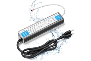 VOEWT LED Driver 100 Watts Waterproof IP67 Power Supply 85V-265V AC to 12V DC Converter,Quiet and Small LED Transformer Low Voltage Output with 3-Prong Plug 3 Feet Cable for LED Light Strip, Outdoor