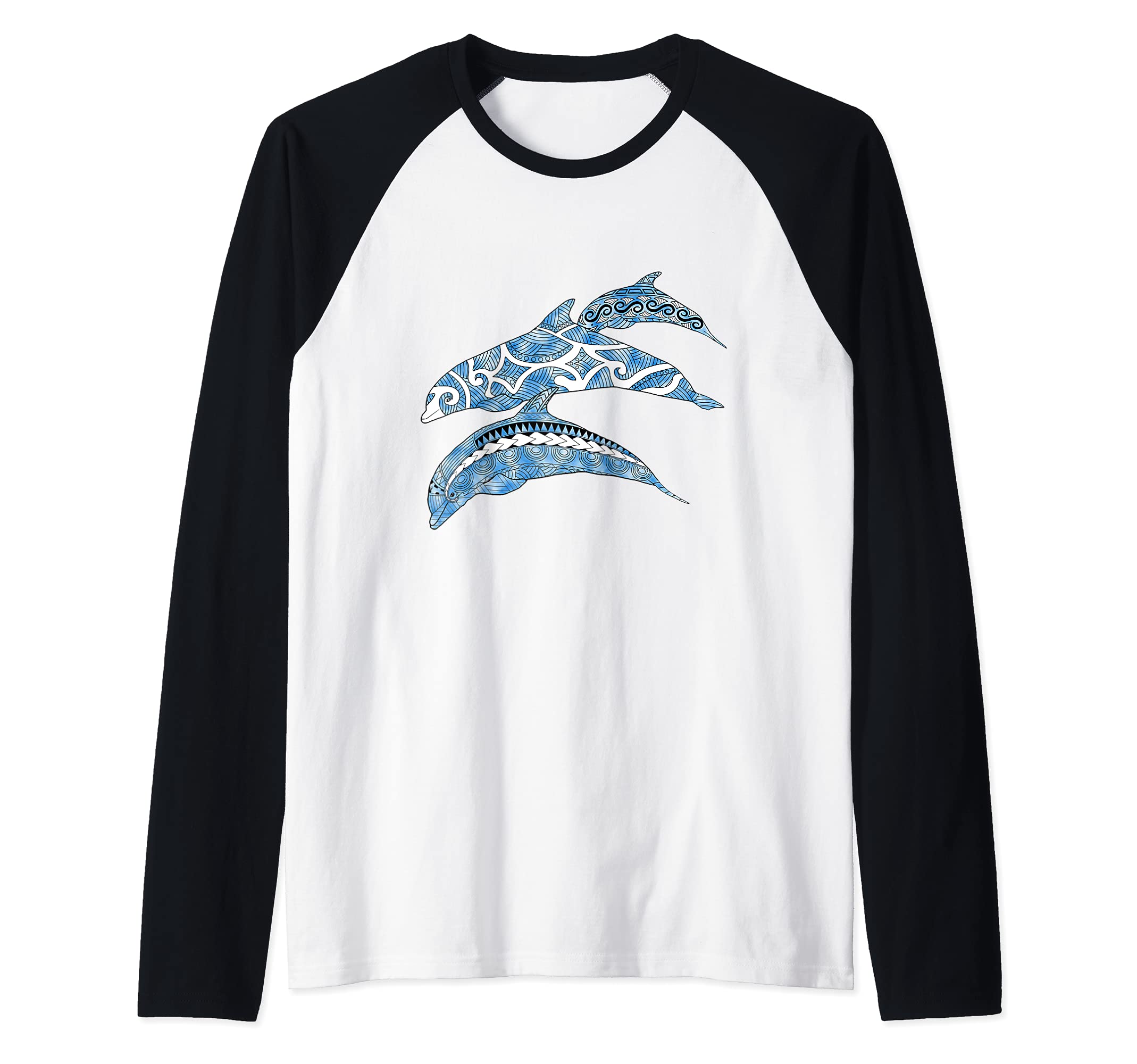 Tribal Dolphins Ocean Animals Raglan Baseball Tee