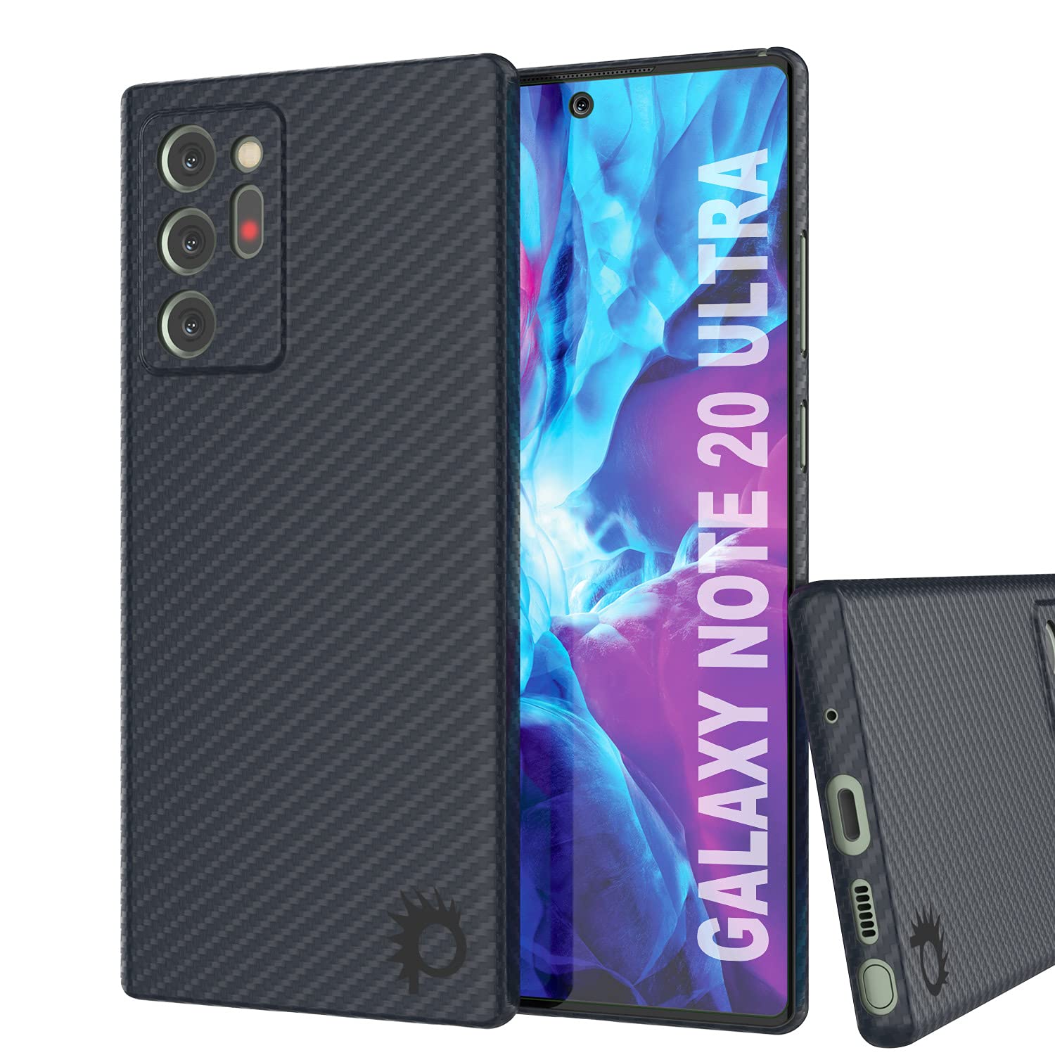 PunkCase Note 20 Ultra Carbon Fiber Case [AramidShield Series] Ultra Slim & Light Carbon Skin Made from 100% Aramid Fiber | Military Grade Protection for Your Galaxy Note20 Ultra 5G (6.9") [Black]