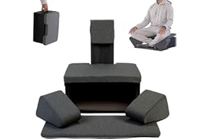 Ungloo Floor Meditation Chair with Back Support | Posture Seat with Padded Leg Wedges, Foot Pad and Supportive Backrest | Portable Lightweight Meditation Floor Chair