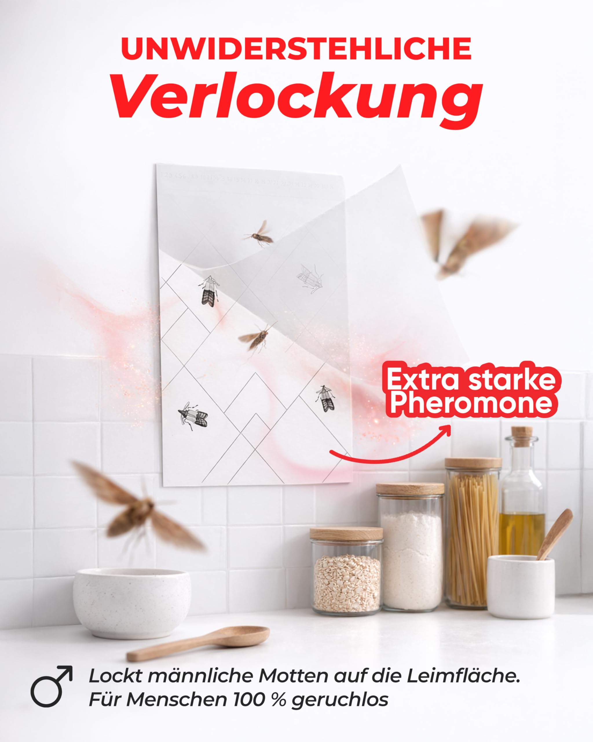 PIC Lebensmittelmotten Falle, 18 Stück Starke Pheromonfallen gegen Motten 3