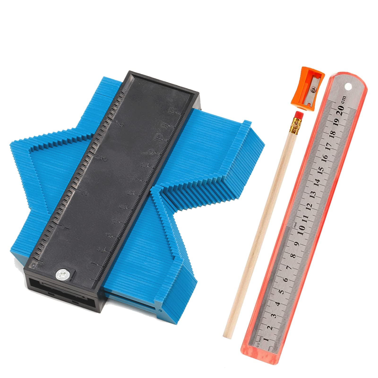 Contour Gauge, Plastic Outline Profile Shape Contour Duplications Guage Duplicator Kit, Irregular Shapes Measure Ruler Gadget Woodwork Measuring Tool Set for Corners and Contoured(12cm, Blue)