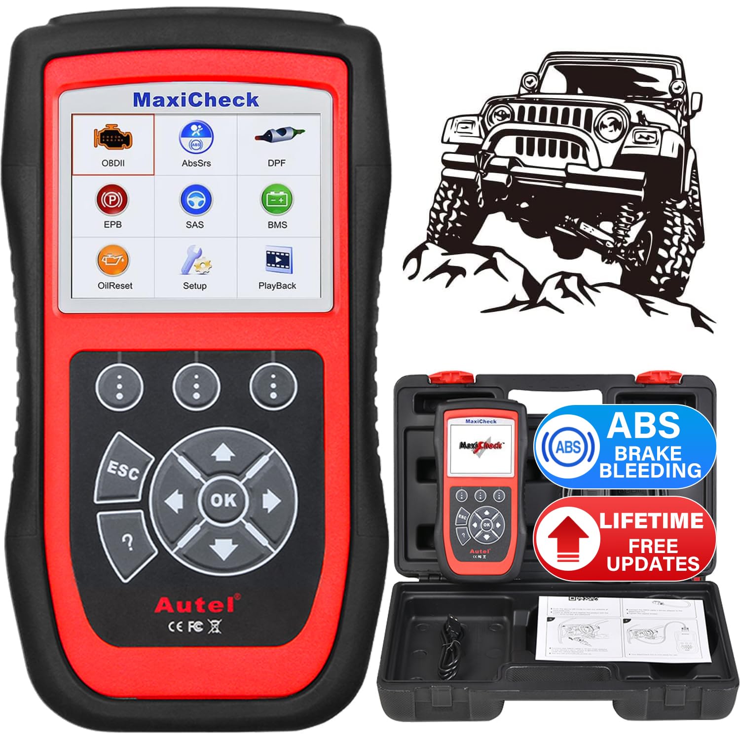 Autel MaxiCheck Pro ABS Autobleed OBD2 Diagnostic Tool, with ABS/SRS Airbag, Oil Reset, SAS, EPB, BMS for Specific Vehicles, Lifetime Free Update, Affordable Ideal Service Tool for Technicians/DIYers