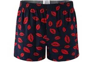 CINVIK Mens Cotton Boxers Funny Woven Pattern Plaid Boxer Shorts Inseam Pajamas Single Pack