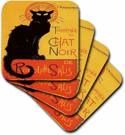 3drose Cst469071 Le Chat Noir Advertising Art Nouveau Black Cat Cat Cats Chat Noir Le Chat Soft Coasters Set Of 4