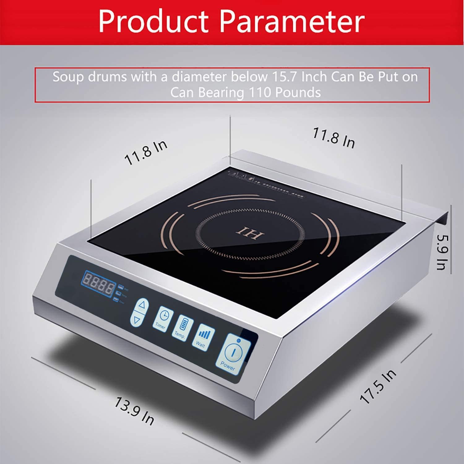 LKZAIY 3500W / 220v Induction Cooktop Portable Commercial Induction Cooker Stove Electric Countertop Burner Hot Plate for Cooking with Digital Display Panel & Touch Button (Single Burner): Kitchen & Dining