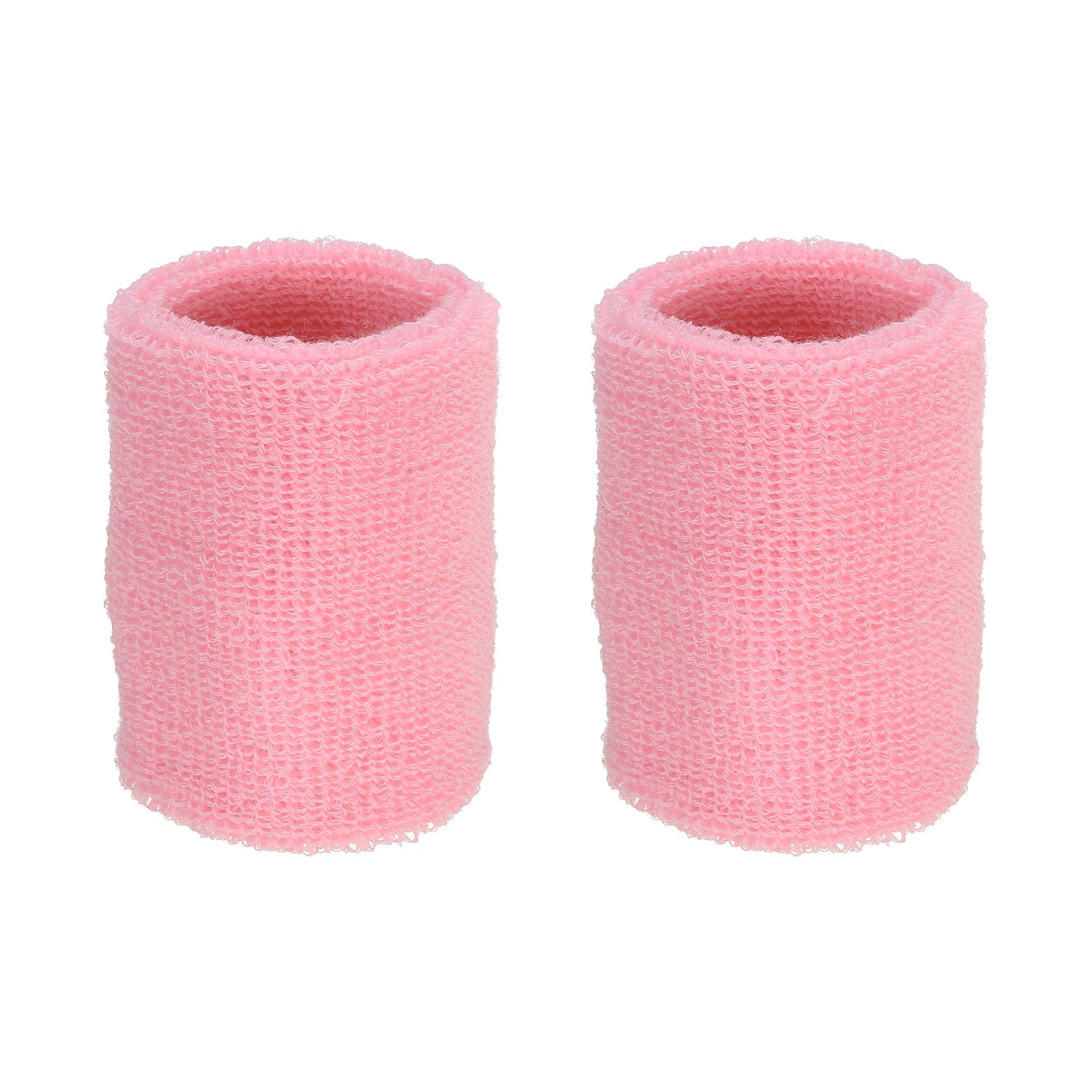 PATIKIL Sports Wristbands 8x10cm, 2 Pack Athletic Cotton Terry Cloth Absorbent Wrist Sweatband for Tennis Basketball Working Out Running, Pink