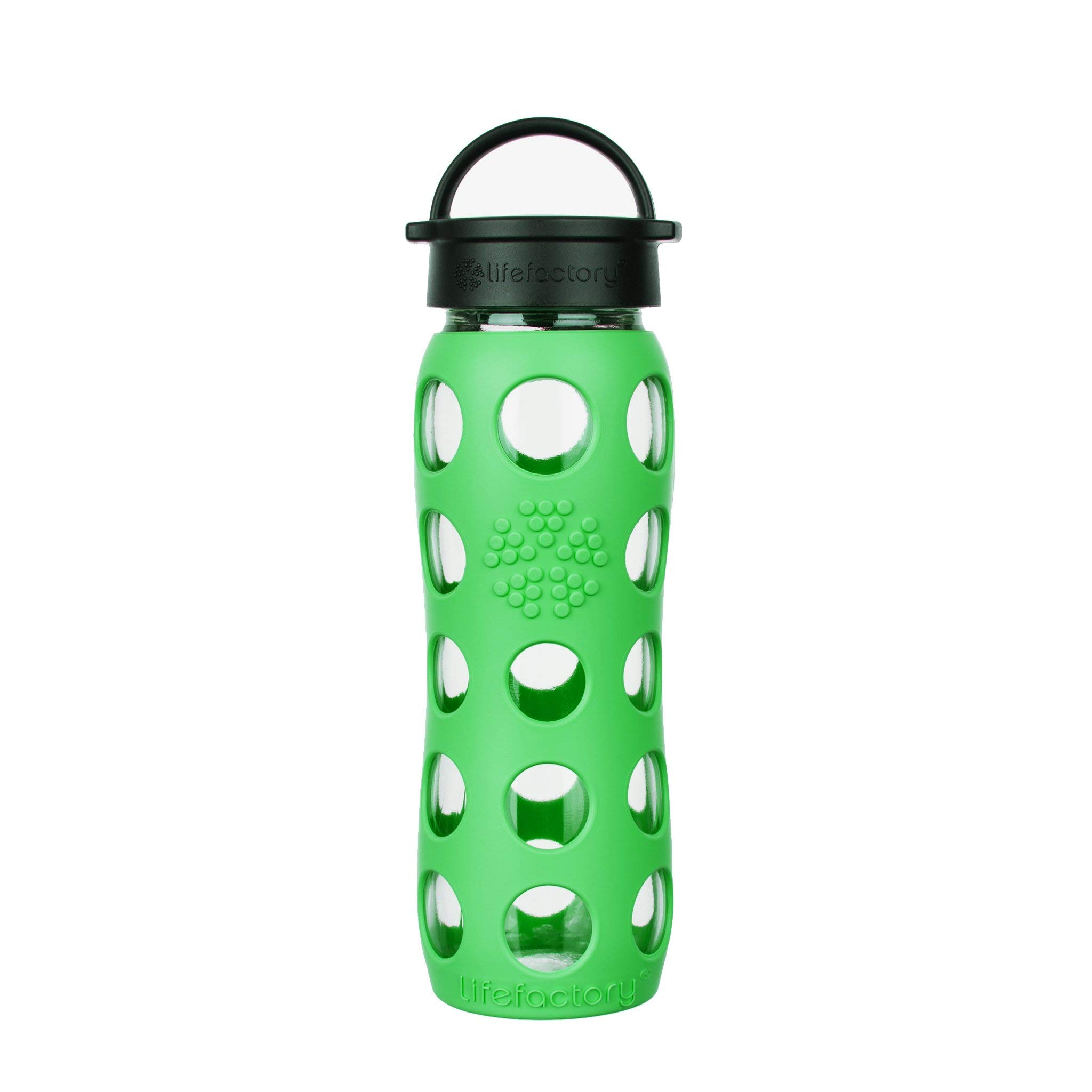 Lifefactory LF230215C4 22oz BPA-Free Glass Water Bottle with Leakproof Classic Cap and Silicone Sleeve, 22 Ounces, Moss