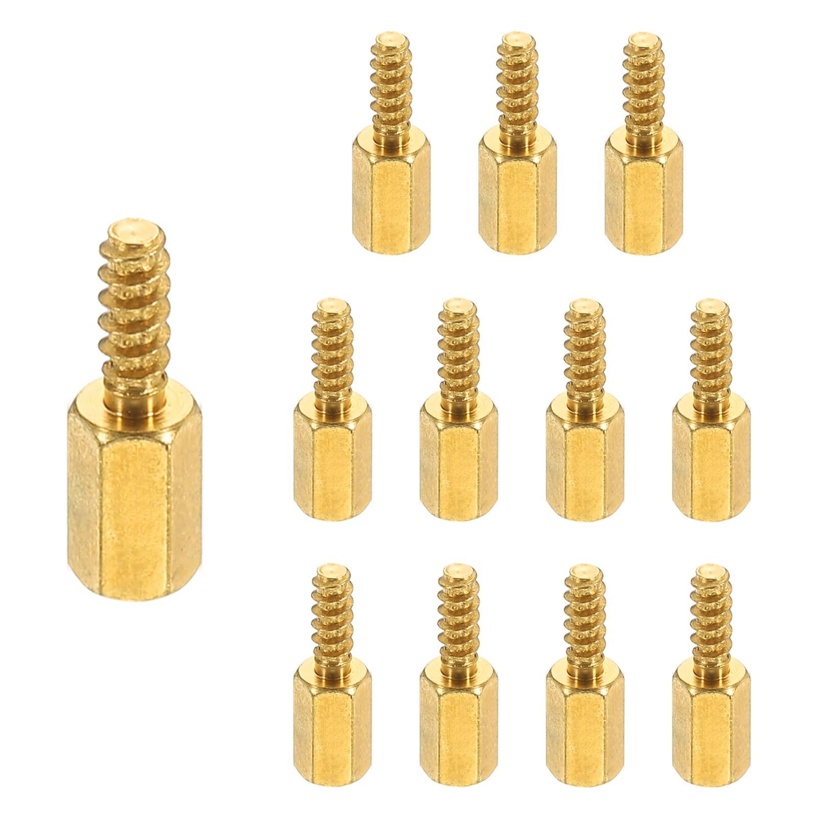 PATIKIL 12pcs M3 Male to Female Self-Tapping Hex Standoffs Spacers Pillars, M3 8+8mm Brass Motherboard Standoffs Copper — image 1