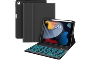 Keyboard Case for iPad 9th/8th/7th Generation 10.2 Inch, Pro 10.5-inch Case with Keyboard, Air 3 2019, 7 Color Backlit Remova
