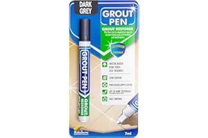 RAINBOW CHALK MARKERS LIMITED Grout Pen Dark Grey Tile Grout Paint Marker: Waterproof Tile Grout Paint Pen Colorant, Grout Shine Touch Up & Renew - Dark Grey, Narrow 5mm Tip (7mL)