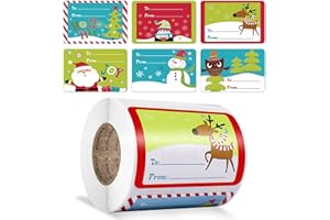 Cerlaza 250pcs Christmas Gift Tags for Holiday Presents Decoration, Santa Christmas Labels Self Adhesive Stickers, Xmas Name Tag Stickers for DIY Presents and Gifts