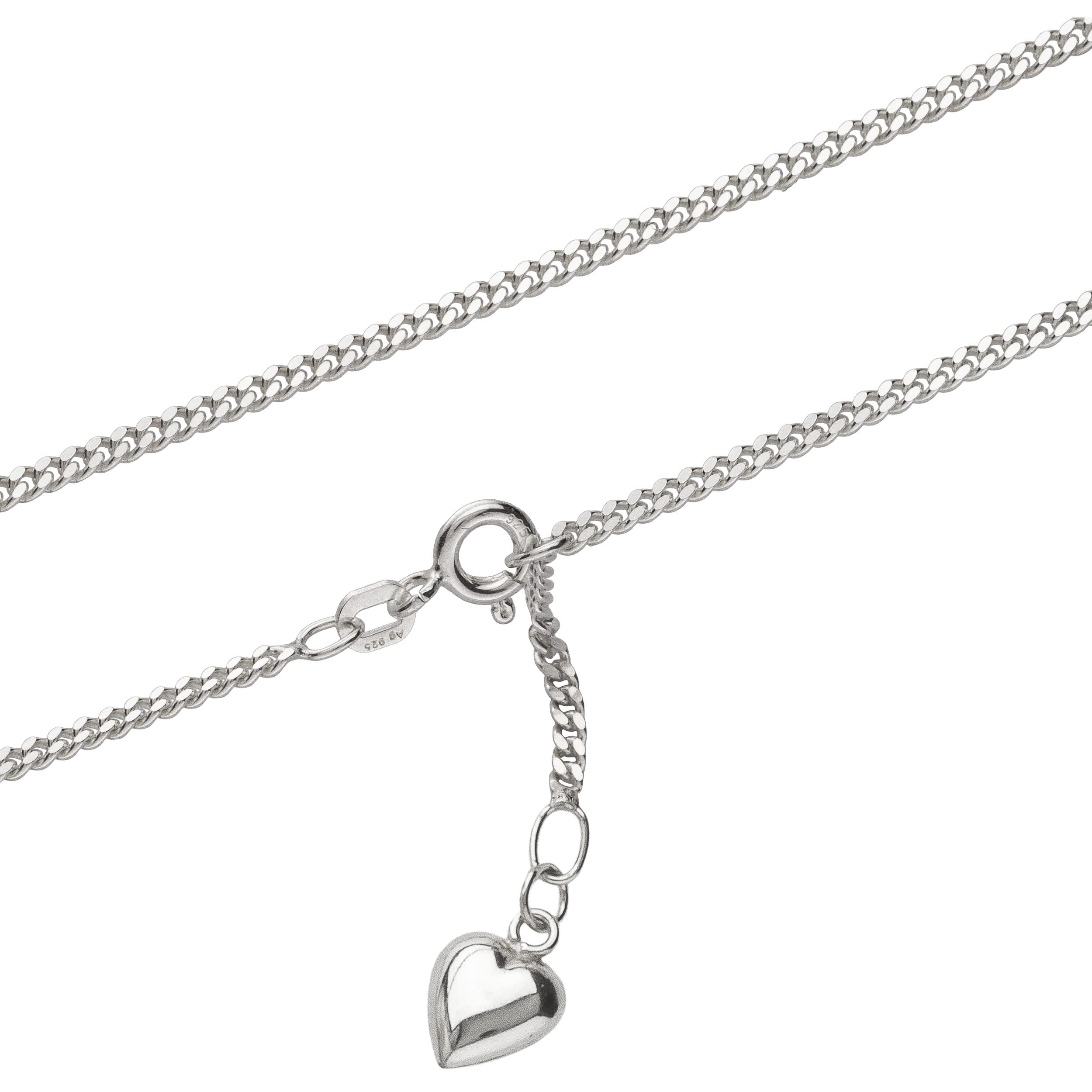 NKlaus 25cm ladies anklet 925 Sterling Silver width: 2,1mm curb chain with heart spring ring clasp 1728
