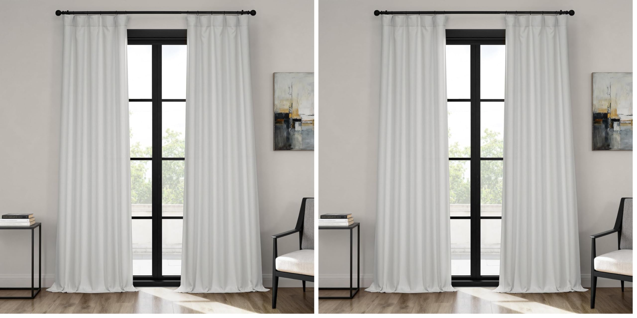 HPD Half Price Drapes - Faux Linen Curtains for Living Room (2 Panels) - 50W X 96L - Textured Room Darkening Curtains for Bedroom 96 Inches Long - Drapes for Home Decor, Oyster Image