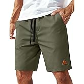 COOFANDY Mens 9" Casual Shorts with Zipper Pocket Elastic Waist Drawstring Chinos Short Summer Lightweight Cotton Shorts