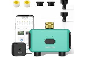 INSOMA Smart Hose Watering Timer with Wi-Fi Hub, Sprinkler Timer with 2 Outlet, Automate Water & Sprinkler Schedules for Lawn, Garden, & Yard Care, Compatible with Alexa