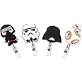 4 Pcs Set Star Movie Calm and Storm Badge ID Clip Reel Retractable Holder Office Work Nurse Name Badge Tag Clip On Card Holders Cute - 30 inch Cord Extension