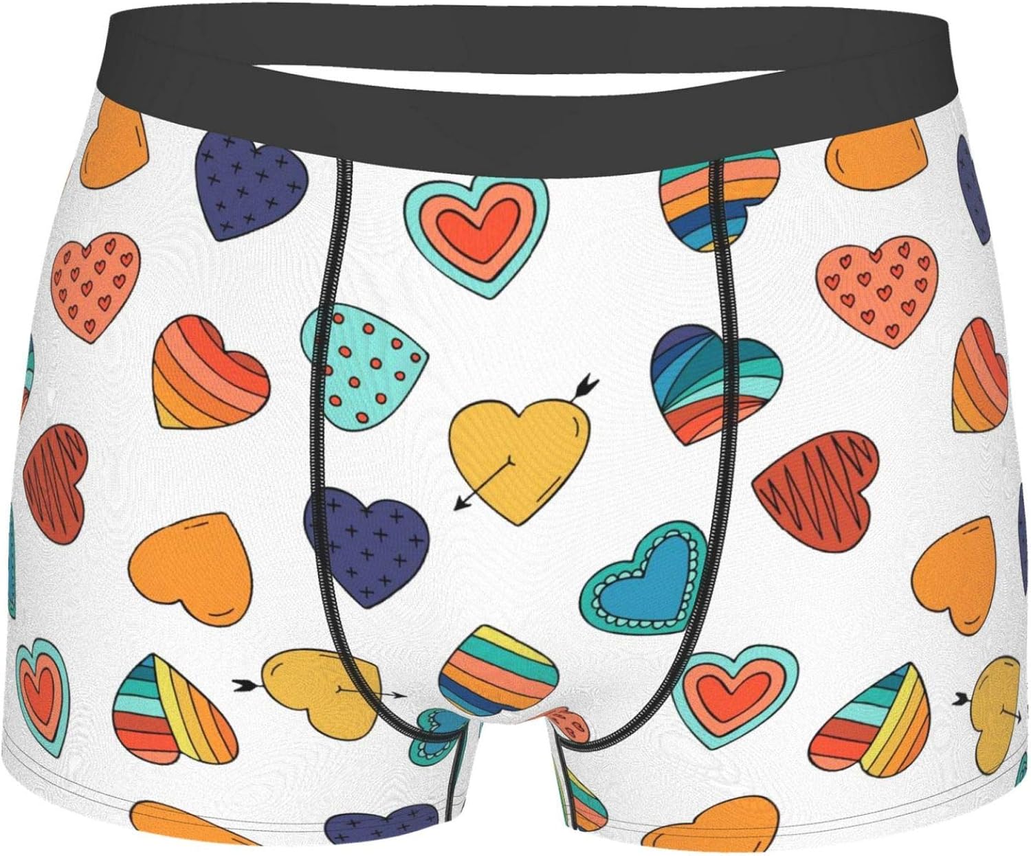 Colorful hearts Mens Underwear Boxer Brief Funny Print