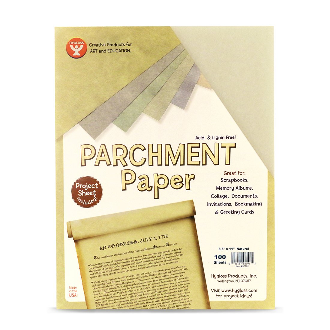Hygloss Products Craft Parchment Paper Sheets Made in USA 81/2 x 11