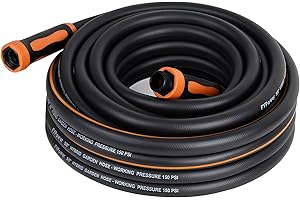 FYPower Hybrid Garden Hose 50ft x 5/8", Heavy Duty, Flexible, Lightweight, Kink Resistant Water Hose with Swivel Grip Handle, Male to Female Crush Resistant Aluminum Fittings