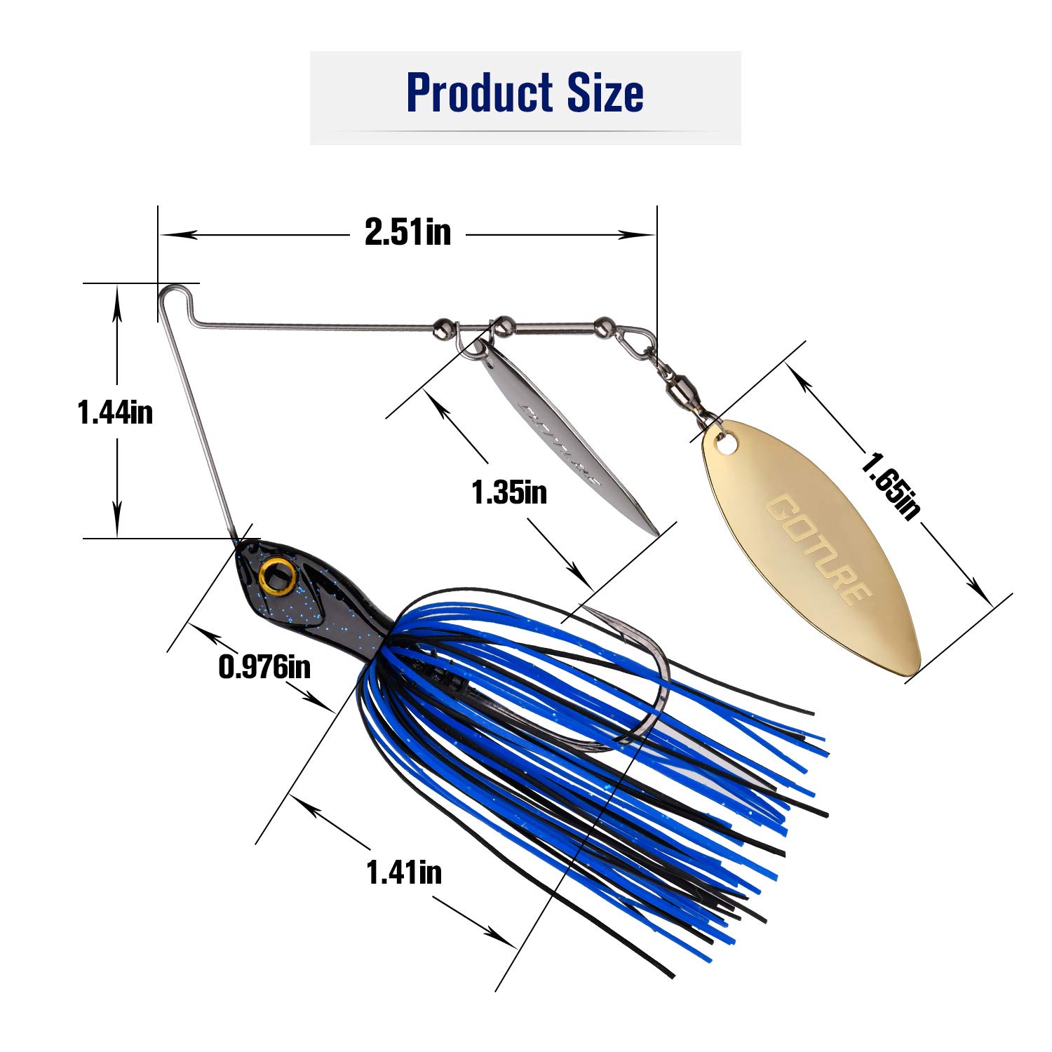 Goture Double Willow Blade Spinnerbait - Metal Spinner Fishing Lures for Bass Pike 1/2oz