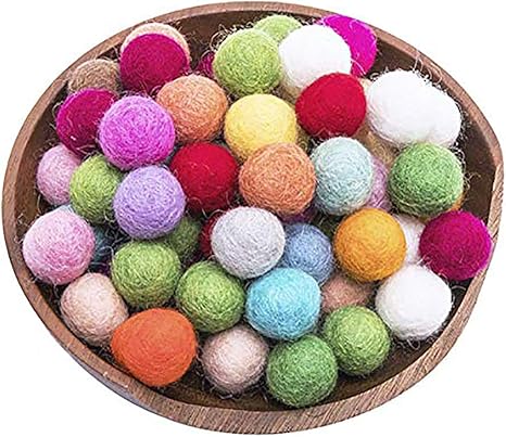 Amazon Co Jp Promise Babe 羊毛フェルト ボール ハンドメイド mm 40個 ウールボール モビール 壁飾り ガーランド 手芸用品 レインボーカラー 誕生日パーティー ホビー