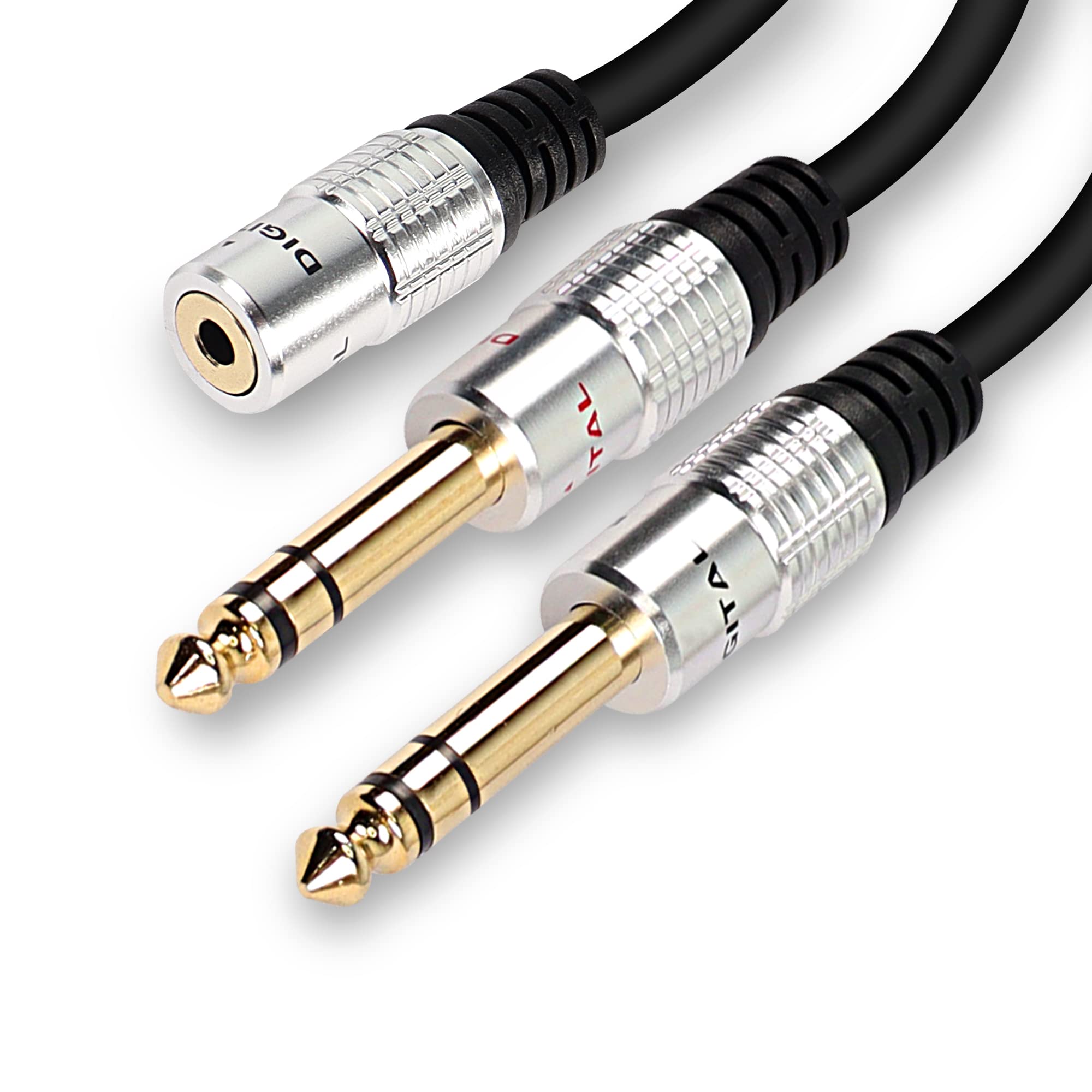 MEIRIYFA 3.5mm 1/8 TRS Stereo Female to Dual 6.35mm 1/4 TRS Male Y Splitter Cable, 3.5mm Female TRS to 2x 6.35mm Male TRS Stereo Audio Adapter Cable - 0.5M