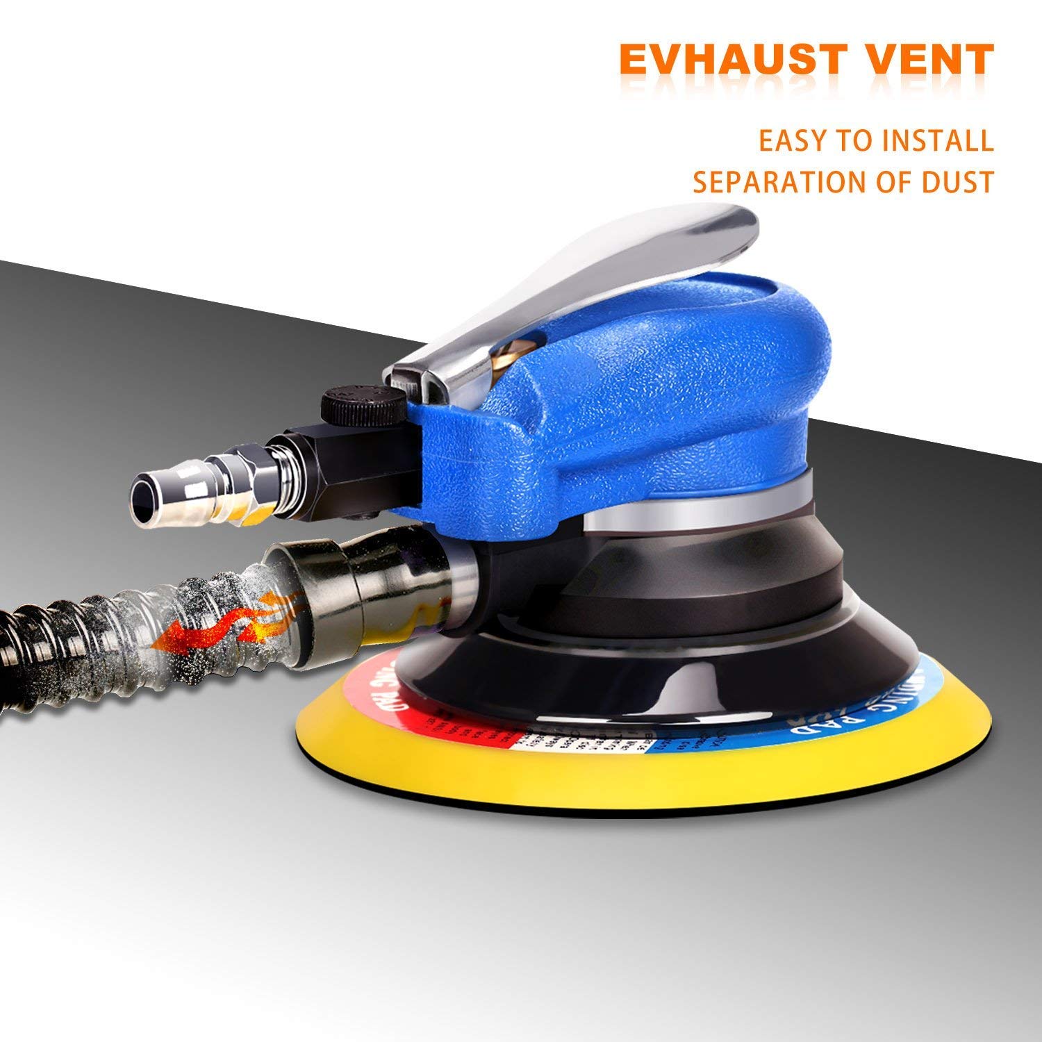 6" Air Random Orbital Palm Sander 150mm Pneumatic Grinder Double Action