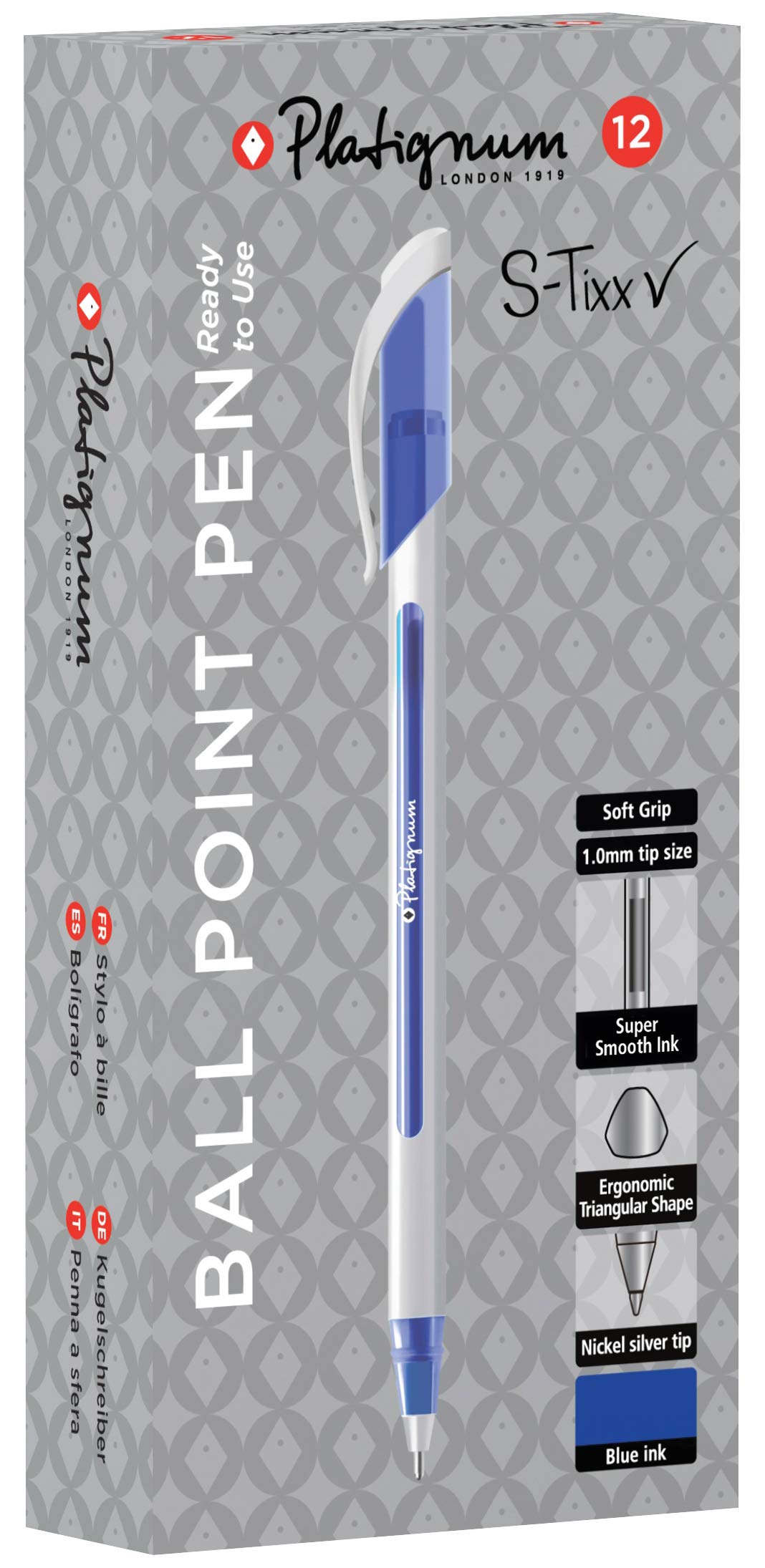 Platignum S-Tixx Ball Point Pen - Blue [Pack of 12] Ref: 50512