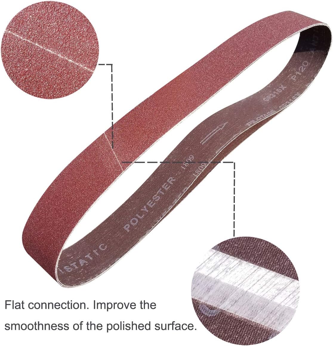 Sackorange 12 PCS 2 inch x 42 inch Abrasive Sanding Belts - 2 Each of 60 80 120 150 240 400 Grit Aluminum Oxide Sanding Belts For Belt sander (2x42in) - - 
