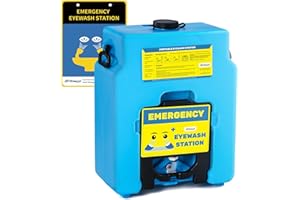 FRIFREEGO 14gal Portable Eye Wash Station, Heavy Duty Gravity-fed Eyewash Station, Self-contained Eye Wash Station OSHA Approved with Dual Nozzles, 15min Emergency Eye Washing Station, No Leakage