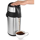 Airpot Coffee Dispenser with Pump/Stainless Steel Thermal Coffee Carafe - Three Liter (102 oz.) Hot Beverage Dispenser with O