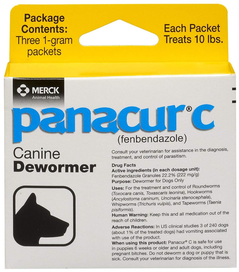 Photo 1 of Panacur C Canine Dewormer (Fenbendazole), 1 Gram, Yellow, 3 Count (Pack of 1)