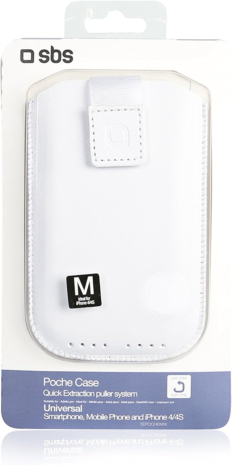 sbs PU Medium Pouch Case with Puller Extraction System - White - Image 3